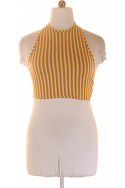 ZARA Dámské pruhované tričko bez rukávů crop top žluté Vel. L | ZARA | obrázek 2
