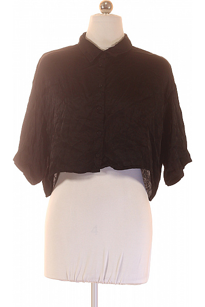 ZARA Dámská černá košile crop krátký rukáv lesklá viskóza elegantní letní Velikost XS | ZARA | obrázek 2