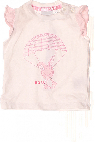 Hugo Boss Růžové Tričko Pro Kojence S Potiskem Králíčka Na Padáku Vel. 54