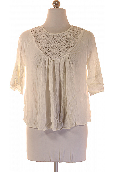 MANGO Dámská halenka bílá krajková s 3/4 rukávem boho Velikost XS | MANGO | obrázek 2