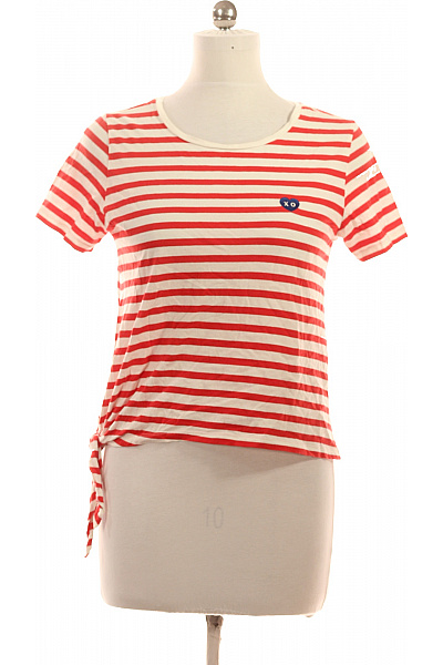 ONLY Dámské tričko s krátkým rukávem a uzlem červeně pruhované bavlněné Vel. M | ONLY | obrázek 2