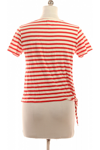 ONLY Dámské tričko s krátkým rukávem a uzlem červeně pruhované bavlněné Vel. M | ONLY | obrázek 3
