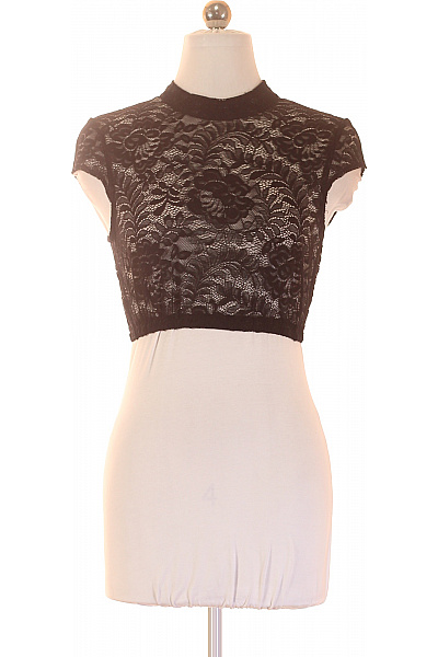 Dámské tričko krátký rukáv crop top květinový vzor průhledné černé Velikost XS | Unimoda | obrázek 2