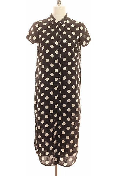 PIECES Dámské šaty Košilové Krátký Rukáv Puntíkované černé Velikost M