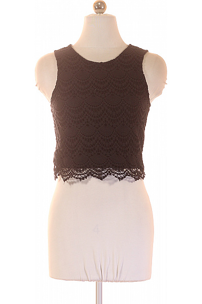 Dámské černé tričko bez rukávů crop top krajkové Vel. XS | Unimoda | obrázek 2