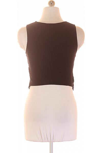 Dámské černé tričko bez rukávů crop top krajkové Vel. XS | Unimoda | obrázek 3