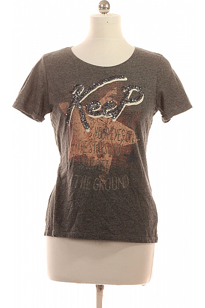 Street One Dámské tričko s krátkým rukávem a flitry s nápisem šedé Vel. EU 40 | Street One | obrázek 2