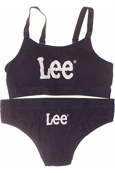 Lee  Dvoudílné Bavlněné Plavky Modré Sportovní Crop Top Vel. EU S