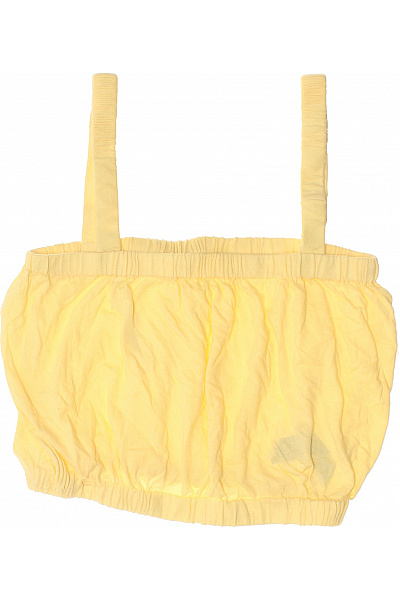 ZARA Dámské žluté Bavlněné Tílko Bez Rukávů Crop Top Velikost M