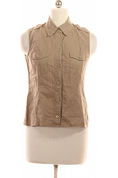 OLSEN Dámská lněná košile bez rukávů béžová ležérní letní Vel. DE 40 | OLSEN | obrázek 2