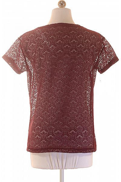 River Island dámské tričko s krátkým rukávem červené průhledné krajkové Vel. 36 | River Island | obrázek 3