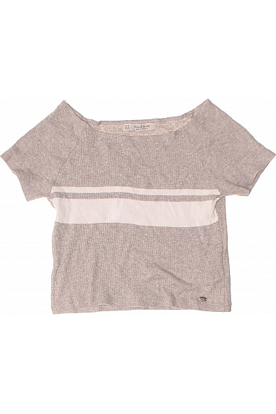 PULL&BEAR šedé pruhované tričko s krátkým rukávem crop top Vel. M | PULL&BEAR | obrázek 2