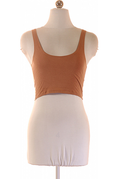 Topshop Dámské bavlněné tílko bez rukávů crop top hnědé jednobarevné basic Vel. 36 | Topshop | obrázek 2
