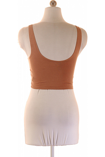 Topshop Dámské bavlněné tílko bez rukávů crop top hnědé jednobarevné basic Vel. 36 | Topshop | obrázek 3