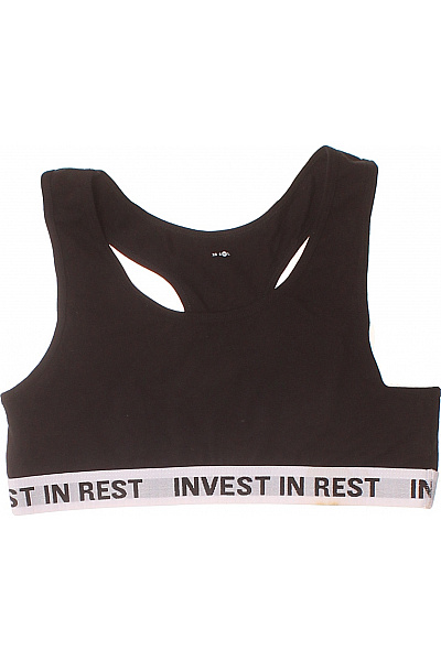 černá Bavlněná Sportovní Podprsenka Crop Top Hladká Velikost M