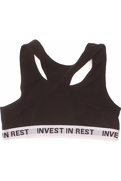 černá bavlněná sportovní podprsenka crop top hladká Velikost M | Unimoda | obrázek 2