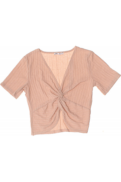ZARA růžový crop top s krátkým rukávem a uzlem Velikost EU S | ZARA | obrázek 2