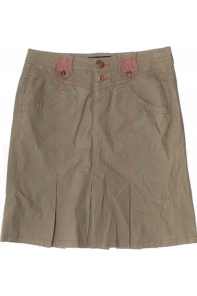 Guess dámská khaki sukně s výšivkou a kapsami, bavlněná, plisovaná, midi Velikost EU 27 | Guess | obrázek 2