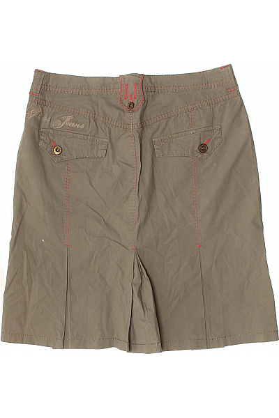Guess dámská khaki sukně s výšivkou a kapsami, bavlněná, plisovaná, midi Velikost EU 27 | Guess | obrázek 3