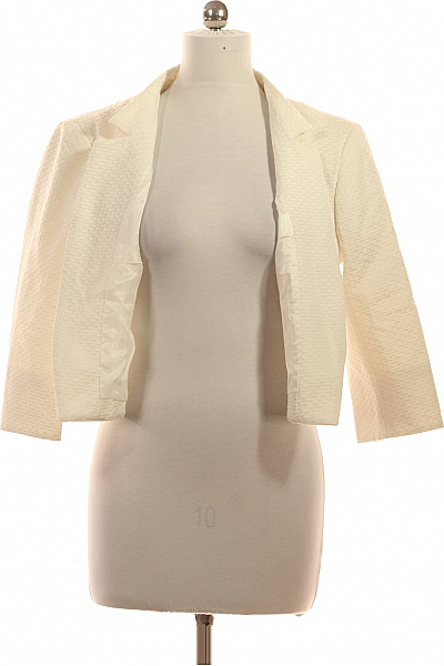 Dámské sako elegantní krátké béžové se strukturou Vel. 14 | Unimoda | obrázek 3