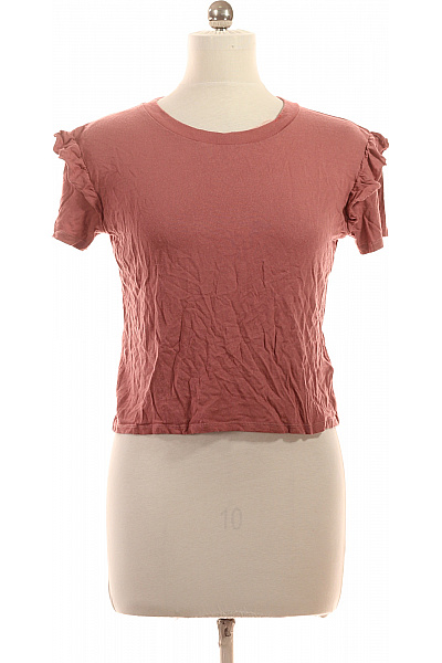 Topshop Dámské tričko s krátkým rukávem růžové volánové basic Vel. 40 | Topshop | obrázek 2