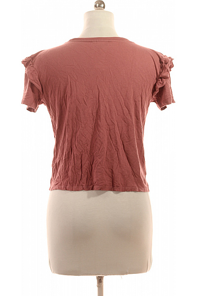 Topshop Dámské tričko s krátkým rukávem růžové volánové basic Vel. 40 | Topshop | obrázek 3