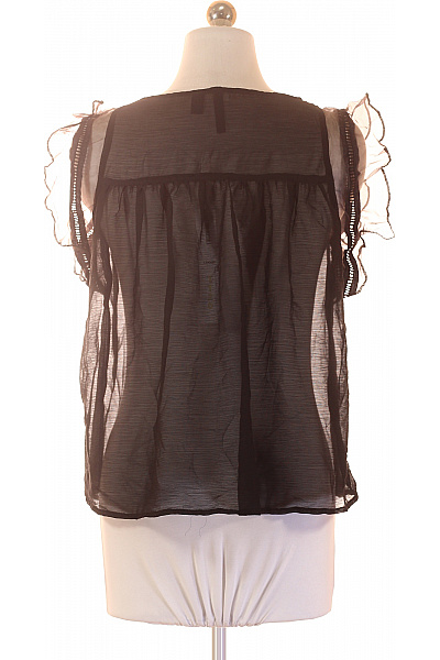 MANGO Dámská černá halenka bez rukávů s volánky elegantní průsvitná Vel. XS | MANGO | obrázek 3