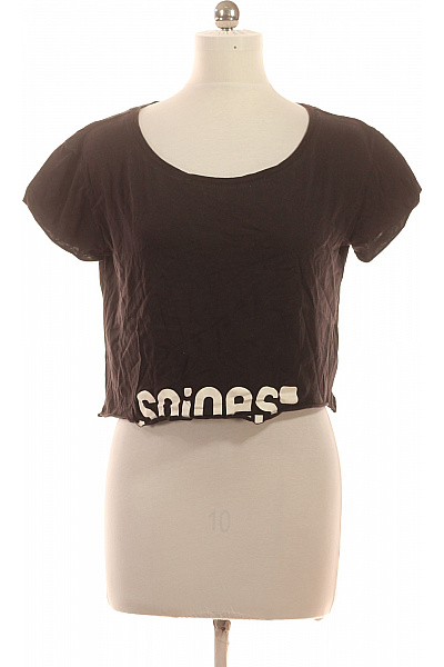 Dámské tričko krátký rukáv černé s nápisem crop top Vel. L | Unimoda | obrázek 2