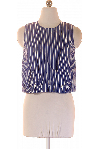 MANGO Dámské pruhované tričko bez rukávů crop top modré Vel. XS | MANGO | obrázek 2