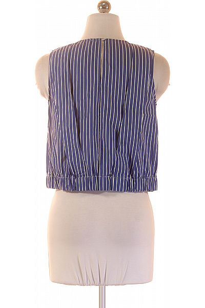 MANGO Dámské pruhované tričko bez rukávů crop top modré Vel. XS | MANGO | obrázek 3