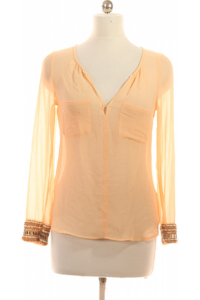 ZARA Oranžová Halenka S Dlouhým Rukávem A Kapsami Velikost M