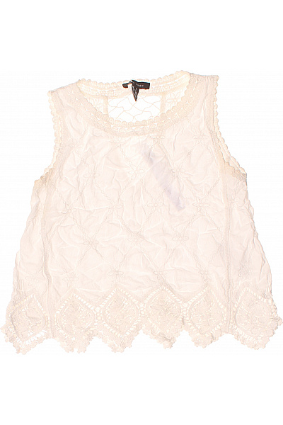 New Look Bílá Krajková Halenka Bez Rukávů Vyšívaná Madeirová Letní Boho Vel. S