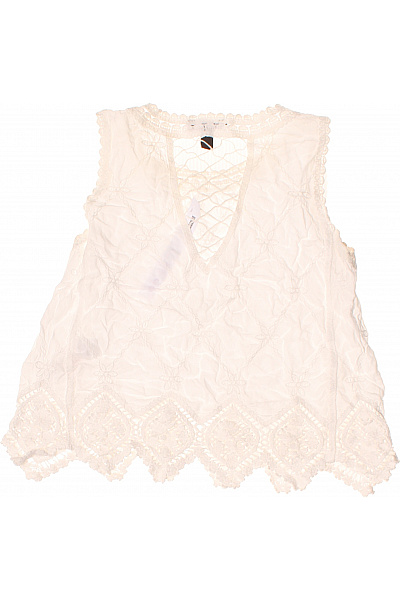 New look Bílá krajková halenka bez rukávů vyšívaná madeirová letní boho Vel. S | New look | obrázek 2
