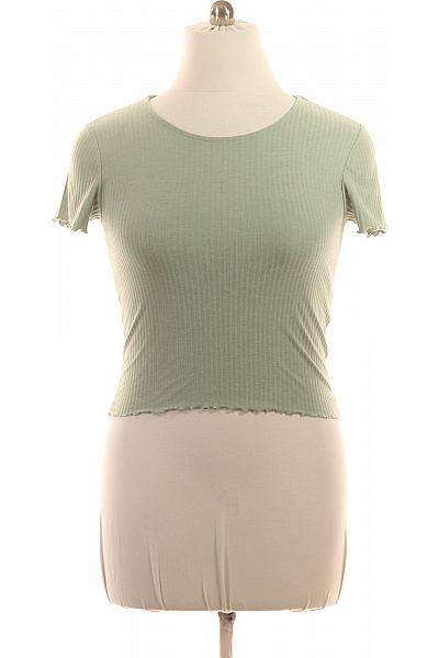 ONLY Zelené žebrované crop top tričko s krátkým rukávem Vel. EU L | ONLY | obrázek 2