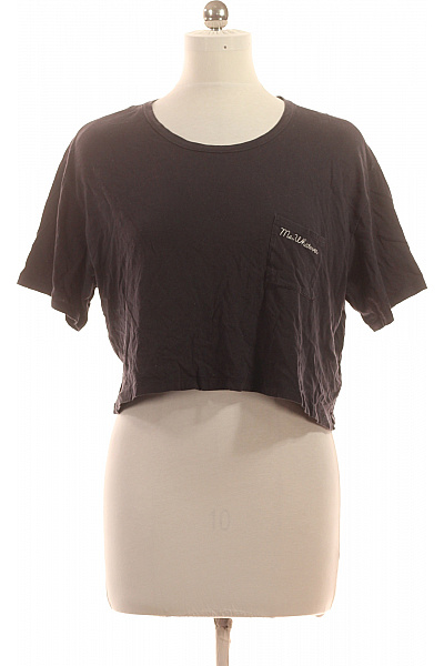PULL&BEAR Dámské tričko s krátkým rukávem a výšivkou šedé crop top Velikost EU M | PULL&BEAR | obrázek 2