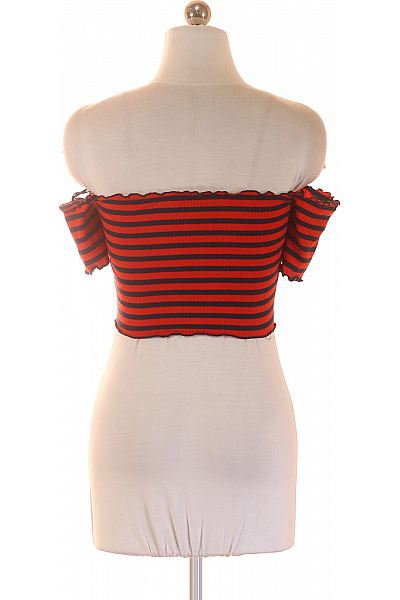 ONLY Dámské tričko s odhalenými rameny pruhované crop top červené Vel. XS | ONLY | obrázek 3