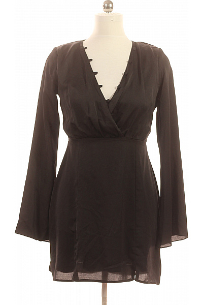 TRENDYOL Dámské šaty zavinovací s dlouhým rukávem černé saténové elegantní Vel. 38 | TRENDYOL | obrázek 2