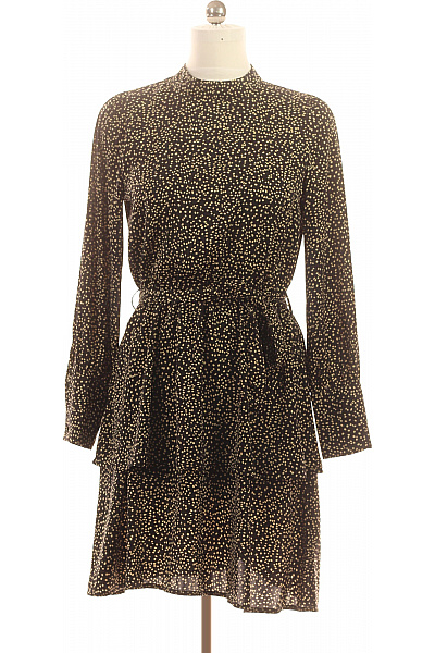 MSCH copenhagen Dámské šaty s dlouhým rukávem černé puntíkované s páskem elegantní Vel. EU S | MSCH copenhagen | obrázek 2