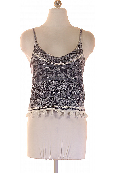 Jennyfer Černobílé dámské tílko crop top s potiskem a třásněmi Velikost S | jennyfer | obrázek 2
