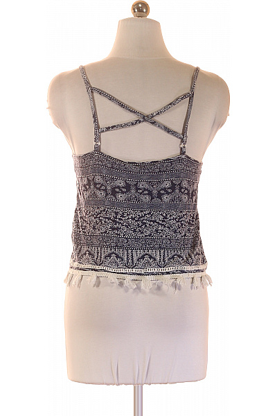 Jennyfer Černobílé dámské tílko crop top s potiskem a třásněmi Velikost S | jennyfer | obrázek 3