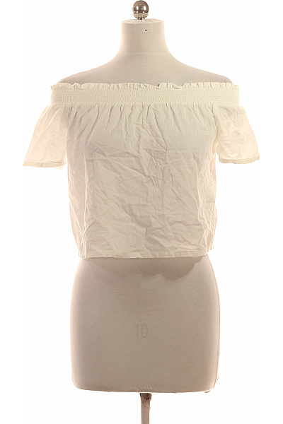 gina tricot Bílá bavlněná halenka s krátkým rukávem a odhalenými rameny crop Vel. EU 36 | gina tricot | obrázek 2