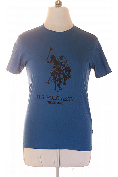 U.S.POLO ASSN. Modré Tričko S Krátkým Rukávem A Potiskem Vel. L