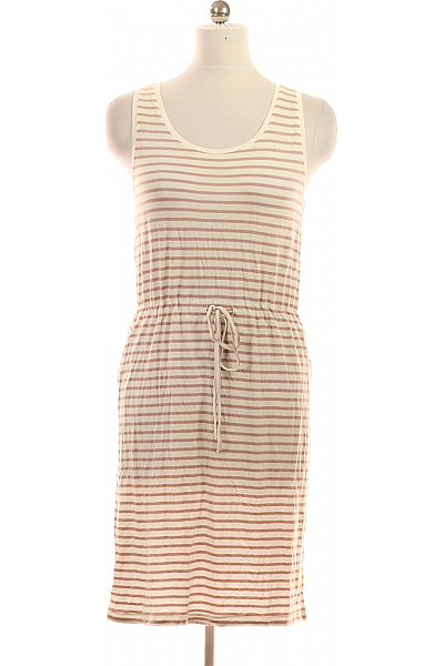 VILA Dámské šaty Bez Rukávů S Páskem Pruhované Volnočasové Letní Velikost M