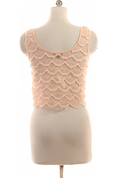 Topshop Růžové dámské tričko bez rukávů crop top krajkové Velikost EU 38 | Topshop | obrázek 3