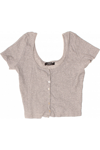 Bershka Dámské tričko s krátkým rukávem a knoflíky basic crop top Vel. M | Bershka | obrázek 2