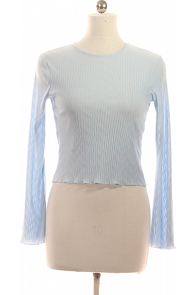 Dámská halenka s dlouhým rukávem světle modrá úpletová Vel. XS | Unimoda | obrázek 2