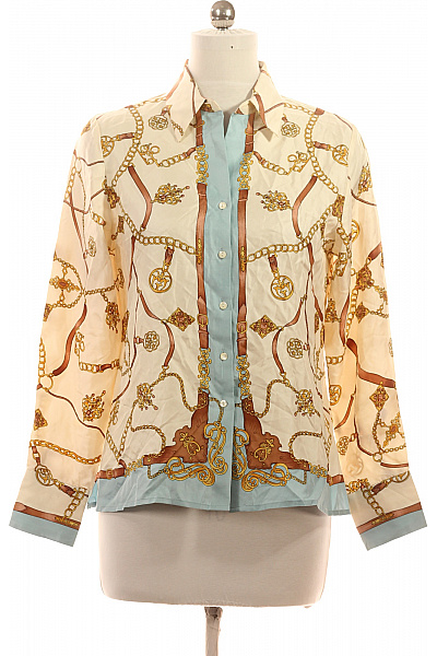 Talbots Hedvábné Dámské Košile S Dlouhým Rukávem Vzorovaná Elegantní Vel. 10