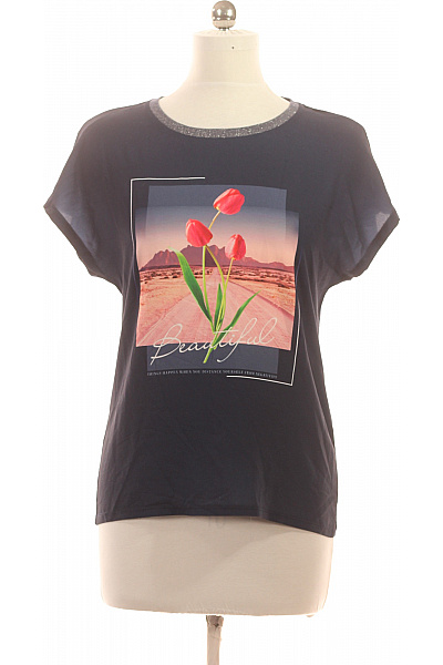 Dámské tričko s krátkým rukávem a potiskem květin Vel. L | Unimoda | obrázek 2