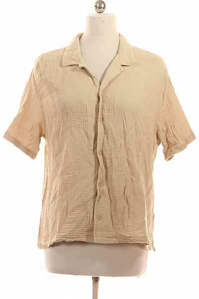 Bershka Dámská košile béžová krátký rukáv letní ležérní volná Velikost EU M | Bershka | obrázek 2