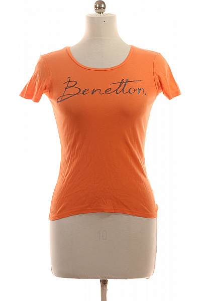 BENETTON Dámské oranžové tričko s krátkým rukávem a potiskem Vel. XS | BENETTON | obrázek 2